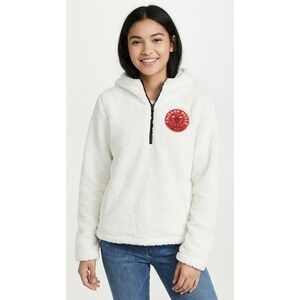 Womens Sweater NBA Chicago Bulls Ivory Fuzzy Fleece Sherpa Half Zip Hoodie  Sz M